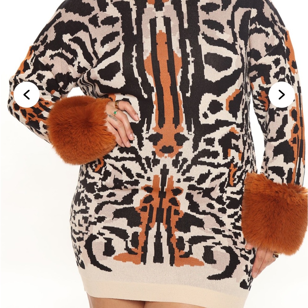 Fashion Nova Animal Print Mini Dress with Orange Accents